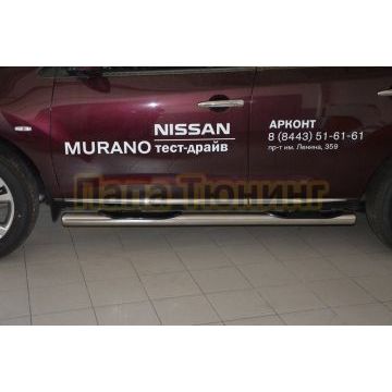 Пороги труба с проступью d76 для Nissan Murano 2014-2016 Пороги труба с проступью d76 для Nissan Murano 2014-2016