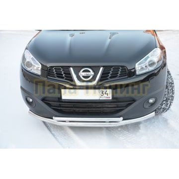 Защита переднего бампера двойная (радиус) d60/42 для Nissan Qashqai 2007-2010