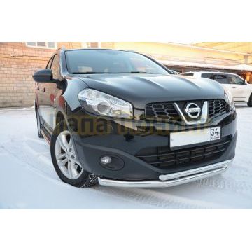 Защита переднего бампера двойная (радиус) d60/42 для Nissan Qashqai 2007-2010