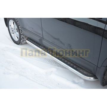Пороги с накладным листом d53 для Nissan Qashqai+2 2009-2014