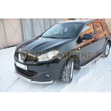 Пороги с накладным листом d53 для Nissan Qashqai+2 2009-2014