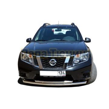 Защита переднего бампера двойная (радиус) d60/42 для Nissan Terrano 2015-