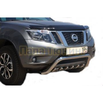 Защита переднего бампера низкая скоба+акула d53/42 для Nissan Terrano 2014-