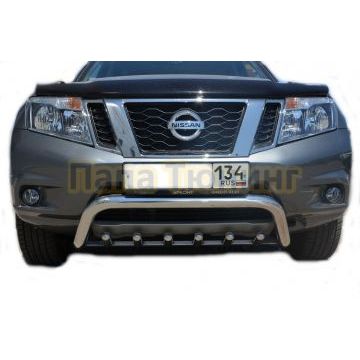Защита переднего бампера низкая скоба+акула d53/42 для Nissan Terrano 2014-