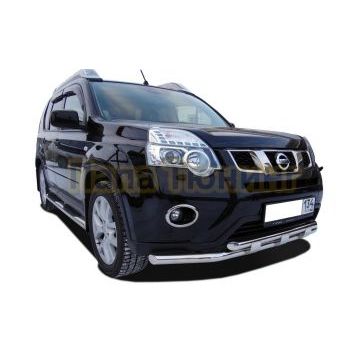 Защита переднего бампера двойная с перемычками Папа Тюнинг d60/42 для Nissan X-trail 2010-2015 (Т31) Второе поколение (в т.ч. Рестайлинг 2010г.)