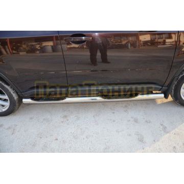 Пороги труба с проступью d76 для Nissan X-trail 2007-2010 (Т31) Второе поколение (в т.ч. Рестайлинг 2010г.)