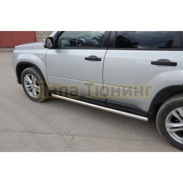 Защита штатного порога труба d60 для Nissan X-trail 2007-2010 (Т31) Второе поколение (в т.ч. Рестайлинг 2010г.)