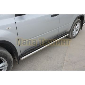 Защита штатного порога труба d60 для Nissan X-trail 2007-2010 (Т31) Второе поколение (в т.ч. Рестайлинг 2010г.)