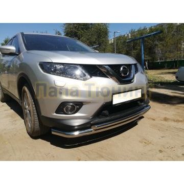 Защита переднего бампера двойная (радиус) d60/42 для Nissan X-trail 2015-2018 (Т32)