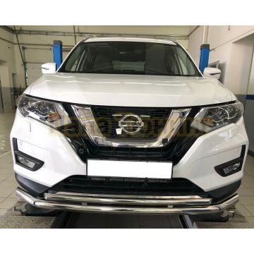 Защита переднего бампера двойная (радиус) d60/42 для Nissan X-trail 2018- (Т32)