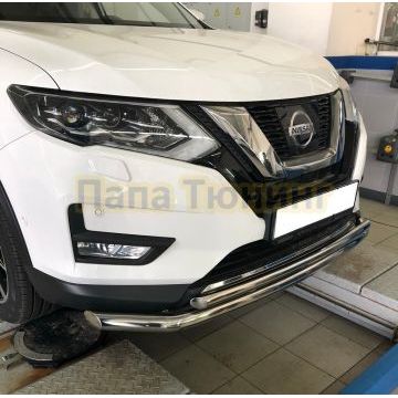 Защита переднего бампера двойная (радиус) d60/42 для Nissan X-trail 2018- (Т32)