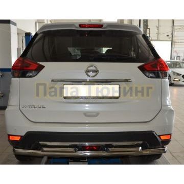 Защита заднего бампера двойная d60/42 для Nissan X-trail 2018- (Т32)