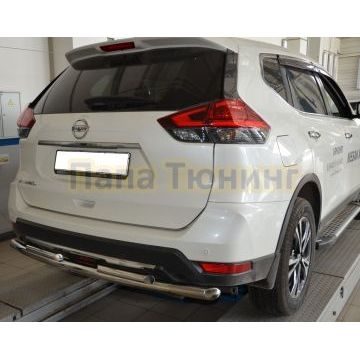 Защита заднего бампера двойная d60/42 для Nissan X-trail 2018- (Т32)