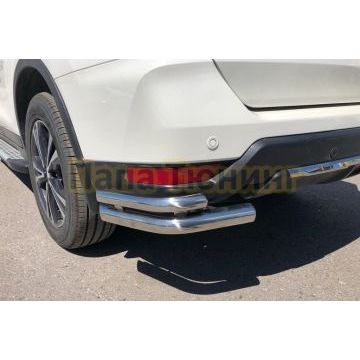 Защита заднего бампера угловая двойная d60/42 для Nissan X-trail 2018- (Т32)
