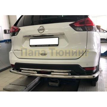 Защита заднего бампера двойная угл.большая d60/42 для Nissan X-trail 2018- (Т32)
