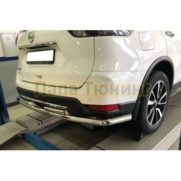 Защита заднего бампера двойная угл.большая d60/42 для Nissan X-trail 2018- (Т32)