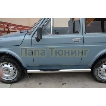 Пороги труба с проступью d76 для Niva 2121 1976-