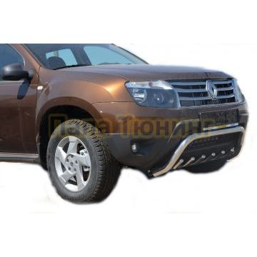 Защита переднего бампера скоба низкая+акула d53/42 для Renault Duster 2011-2015