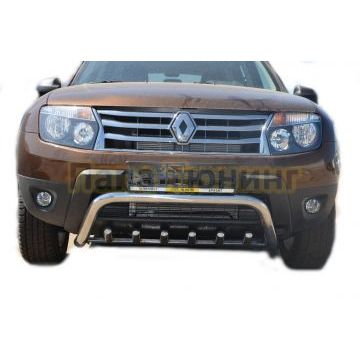 Защита переднего бампера скоба низкая+акула d53/42 для Renault Duster 2011-2015