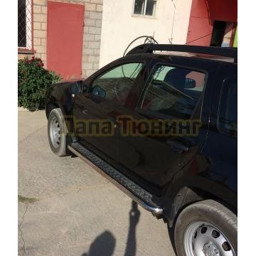 Пороги с накладным листом d53 для Renault Duster 2015-2021