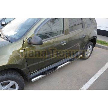 Пороги труба с проступью d76 для Renault Duster 2015-2021