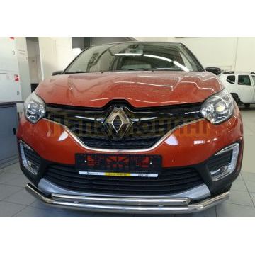 Защита переднего бампера двойная d60/42 для Renault Kaptur 2016-2020