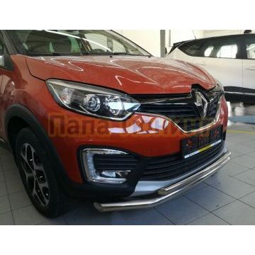 Защита переднего бампера двойная d60/42 для Renault Kaptur 2016-2020