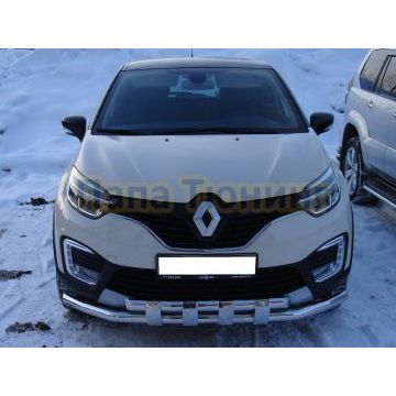 Защита переднего бампера с декором d60/60 для Renault Kaptur 2016-2020