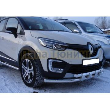 Защита переднего бампера с декором d60/60 для Renault Kaptur 2016-2020