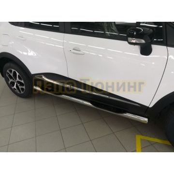 Порог труба с проступью d76 для Renault Kaptur 2016-2020