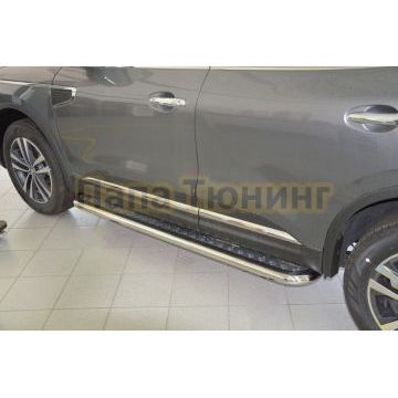 Пороги с накладным листом d53 для Renault Koleos 2017- Пороги с накладным листом d53 для Renault Koleos 2017-