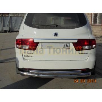 Защита заднего бампера двойная d76/60 для Ssang yong Kyron 2007-2015