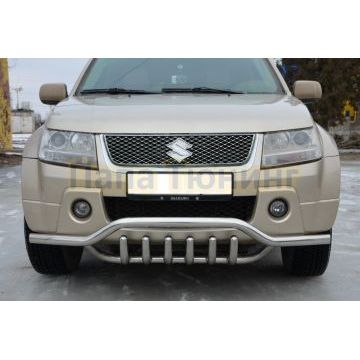 Защита переднего бампера волна+акула d53/42 для Suzuki Grand Vitara 3D 2005-2012