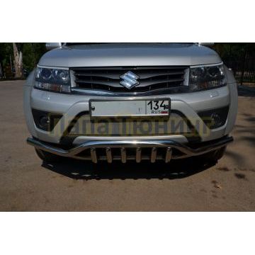 Защита переднего бампера волна+акула d53/42 для Suzuki Grand Vitara 2013-2015