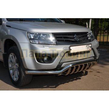 Защита переднего бампера волна+акула d53/42 для Suzuki Grand Vitara 2013-2015