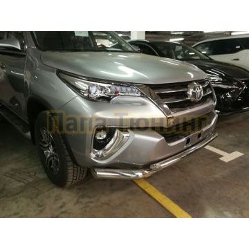 Защита переднего бампера двойная d76/60 для Toyota Fortuner 2017-