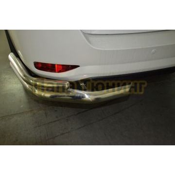 Защита заднего бампера двойная угловая d76/42 для Toyota Fortuner 2017-