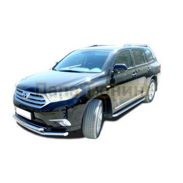 Защита переднего бампера двойная d60/53 для Toyota Highlander 2010-2014