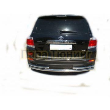Защита заднего бампера двойная+ короткая d60/42 для Toyota Highlander 2010-2014