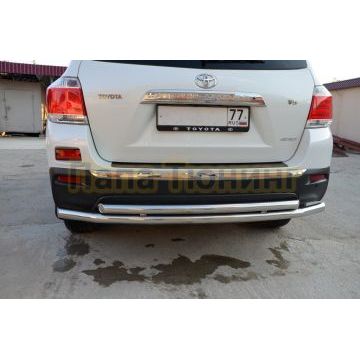 Защита заднего бампера двойная d60/53 для Toyota Highlander 2010-2014