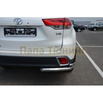 Защита заднего бампера угловая двойная d60/42 для Toyota Highlander 2017-2020