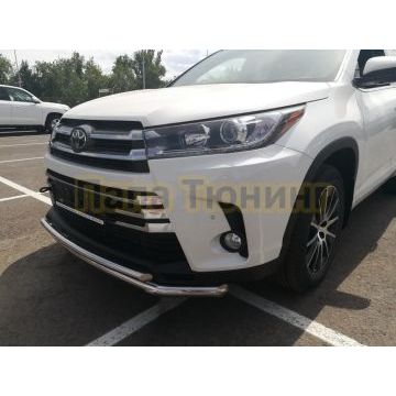 Защита переднего бампера двойная d60/42 для Toyota Highlander 2017-2020