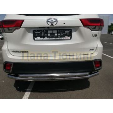 Защита заднего бампера двойная d60/42 для Toyota Highlander 2017-2020
