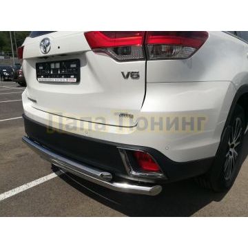 Защита заднего бампера двойная d60/42 для Toyota Highlander 2017-2020