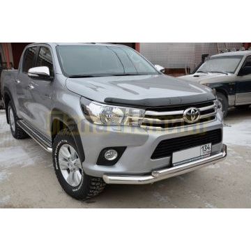 Защита переднего бампера двойная d76/60 для Toyota Hilux 2015-2018