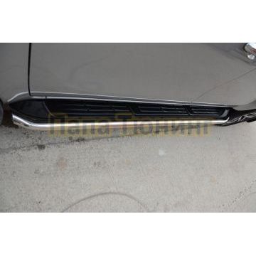 Защита штатного порогa d42 Папа Тюнинг для Toyota Hilux Black Onyx 2020-