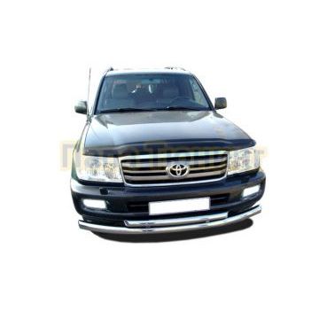 Защита переднего бампера (радиус) двойная d76/60 для Toyota Land Cruiser 100 1998-2007