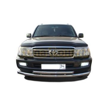 Защита переднего бампера (радиус) двойная d76/60 для Toyota Land Cruiser 100 1998-2007