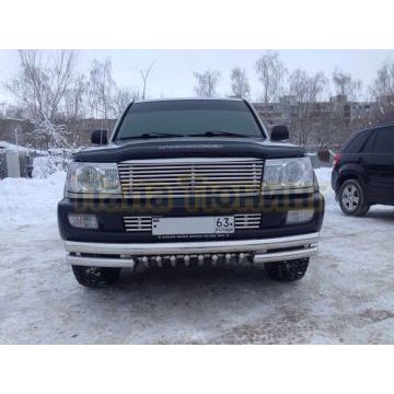 Защита переднего бампера тройная с защитой акула d76/60/42 для Toyota Land Cruiser 100 1998-2007