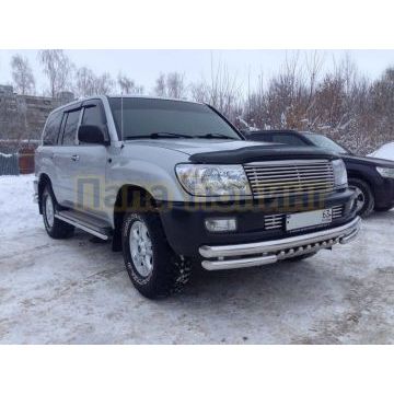 Защита переднего бампера тройная с защитой акула d76/60/42 для Toyota Land Cruiser 100 1998-2007